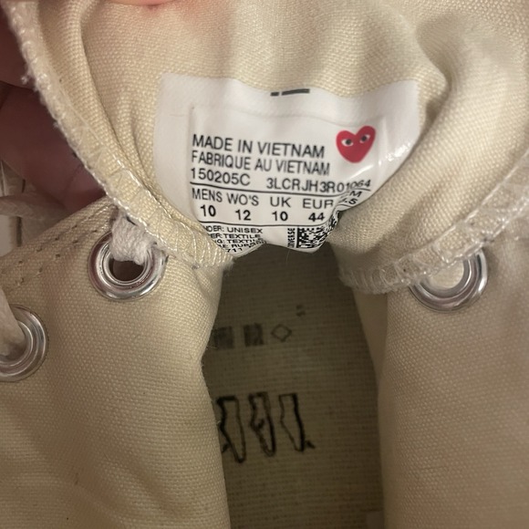 Converse Chuck Taylor High x Comme Des Garcons PLAY White Shoes Men Sz 10M - Picture 6 of 10